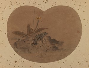 Fläktmålning av en groda (verso) (bläck & färg på papper) av Japanese School