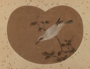 Fläktmålning med fågel (recto) (bläck & färg på papper) av Japanese School