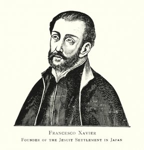Francesco Xavier, grundare av jesuitbosättningen i Japan (litho) av Japanese School
