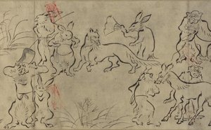 Ruskande djur (Choju Giga) Muromachi-period (bläck på papper) av Japanese School