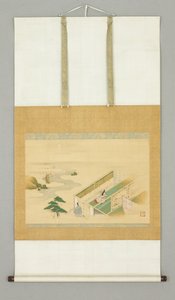 Hus i landskap, tidigt 1700-tal (bläck och färg på papper) av Japanese School