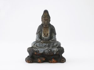 Imageo f ryggstöd d Kan-on, Ito, Itofu, Edo Perio d eller Meiji Ella (Cerami c) av Japanese School