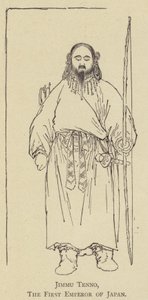 Jimmu Tenno, den första kejsaren av Japan (litho) av Japanese School