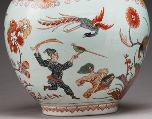 Stor flaskvas, dekorerad i Holland i Imari-stil, Ko-Imari, sent 1600-tal (lergods med emalj överglasyr) (detalj av 117741) av Japanese School
