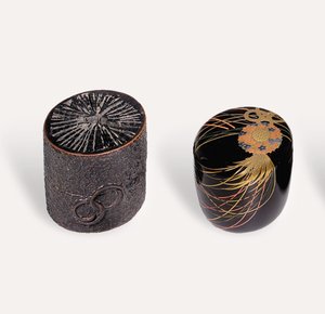 Nakatsugi tecaddie och Natsume tecaddie, Edo-period av Japanese School