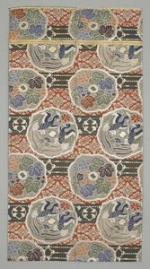 Obi Fragment, sent 1800-tidigt 1900-tal (Sidentyg) av Japanese School