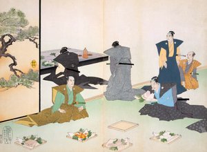 Materbjudanden (trätryck i färg) av Japanese School