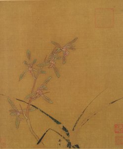 Orkidéer (bläck på siden) av Japanese School