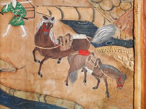 Osakazu Byobu - Japansk vikskärm med åtta paneler (målning) av Japanese School