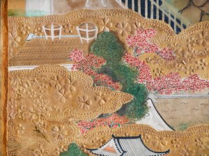 Osakazu Byobu - Japansk vikskärm med åtta paneler (målning) av Japanese School