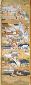 Osakazu Byobu - Japansk vikskärm med åtta paneler (målning) av Japanese School
