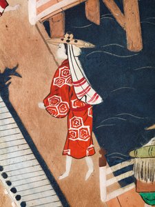 Osakazu Byobu - Japansk vikskärm med åtta paneler (målning) av Japanese School