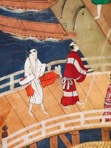 Osakazu Byobu - Japansk vikskärm med åtta paneler (målning) av Japanese School