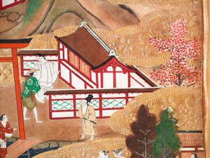 Osakazu Byobu - Japansk vikskärm med åtta paneler (målning) av Japanese School
