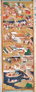 Osakazu Byobu - Japansk vikskärm med åtta paneler (målning) av Japanese School