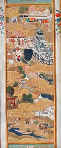 Osakazu Byobu - Japansk vikskärm med åtta paneler (målning) av Japanese School