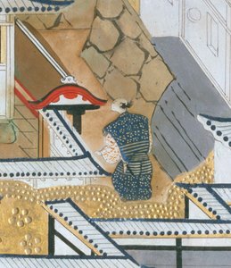 Osakazu Byobu - Japansk vikskärm med åtta paneler (målning) av Japanese School