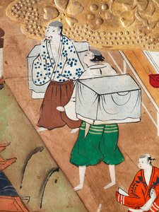 Osakazu Byobu - Japansk vikskärm med åtta paneler (målning) av Japanese School