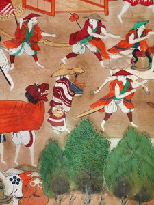Osakazu Byobu - Japansk vikskärm med åtta paneler (målning) av Japanese School