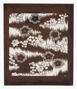 Pappersstencil (katagami), sent 1800-tal (Mulberry barkpapper med persimonjuice med sidentråd) av Japanese School