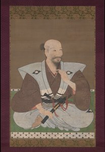 Porträtt av en krigare, hängande rulle av Japanese School