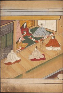 Sittande japanska adelsmän, illustration från 