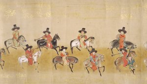 Sjätte koreanska ambassaden till Japan i Meireki 1 vid tiden för Tokugawa Ietsuna succession 1651, möjligen av Kano Masanobu (1625-94) (rullmålning) (detalj) av Japanese School