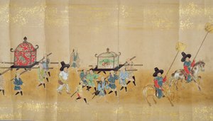 Sjätte koreanska ambassaden till Japan i Meireki 1 vid tiden för Tokugawa Ietsuna succession 1651, möjligen av Kano Masanobu (1625-94) (rullmålning) (detalj) (se även 79774 & 120822) av Japanese School