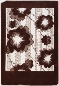 Stencil: Hibiskusblommor och pilgrenar (papper) av Japanese School