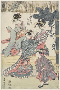 Den prostituerade Hana?gi från ?giya-huset, ca 1796-97 (trätryck i färg) av Japanese School