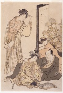 Tre figurer, ca 1760-1810 (träsnitt) av Japanese School
