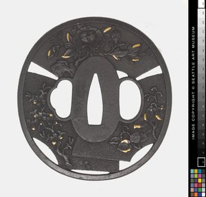 Tsuba: Krysantemum, Körsbär, Iris av Japanese School