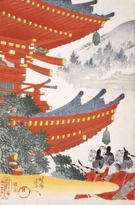 Warriors Depart, från ett 1800-talsalbum med träsnitt (träblock i färg) av Japanese School