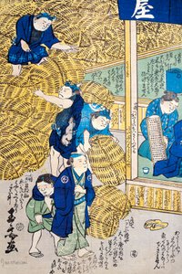 Flätad korglager i Edo av Japanese School