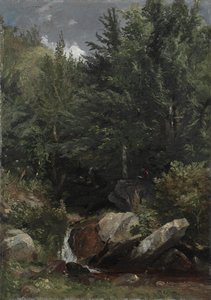 Träd och en bäck på en sluttning, 1853.