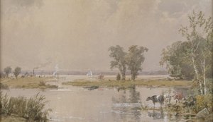 Hackensack-ängarna av Jasper Francis Cropsey