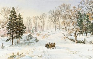 Vinter på Ravensdale Road, Hastings-on-Hudson, New York, 1890 av Jasper Francis Cropsey