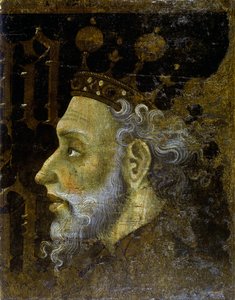 Alfonso V av Aragon dit le Magnanime - Alfonso V (1396-1458), kung av Aragon - Målning av Jaume (Jaime) Mateu (1382-1452) - 1427 - Tempera på panel - 56,3x45,3 - Kataloniens nationalmuseum för konst , Barcelona