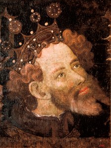 Peter IV av Aragon, detalj av ett tempera på trä av Jaume Mateu
