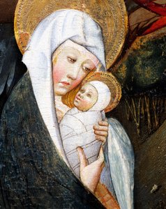 Mary and Child, detalj från Flight into Egypt, altartavla från Verdu