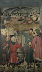 Exorcism av en besatt man under graven av St Vincent av Zaragoza (d.304) från altartavlan av Saint Vincent av Zaragoza