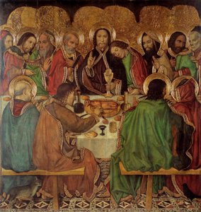 La cene - Nattvarden - Målning av Jaume (Jaime) Huguet (1412-1492) - 1465-1470 - Tempera på panel - 170x161 - Museu Nacional d