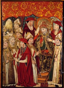 Valet av Saint Fabien till Papaute (236 till 250). Målning av Jaime Huguet (1415-1492) av Jaume Huguet