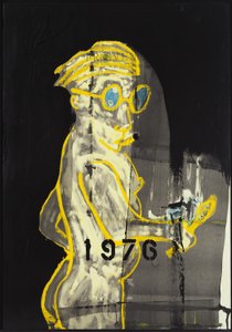 1976, 2012 (blandteknik på akvarellpapper monterat på pannå med recept på baksidan) av Jay Batlle