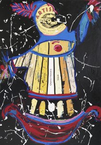 Cheese Dancer, 2016 (blandteknik på akvarellpapper monterat på panel med recept på baksidan) av Jay Batlle