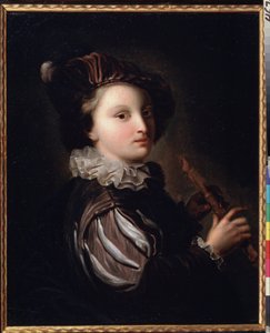 ""The Young Page With A Mirliton"" (Page With A Reed Pipe) Målning av Jean Alexis Grimou (1678-1733) 1700-tal. Rokoko. Olja på duk. Pushkin-museet i Moskva