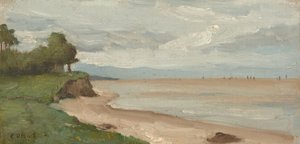 Strand nära Etretat av Jean-Baptiste-Camille Corot