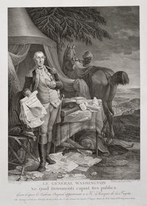 General Washington, Lest the Republic should ta any skada, graverad av Noël Le Mire (1724-1801), ca. 1785 (gravyr) av Jean Baptiste (after) Le Paon