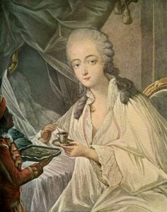 Madame Du Barry och sidan Zamore, ur "Franska färgprinsar från 1700-talet av Jean Baptiste Andre (after) Gautier Dagoty