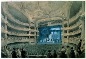 Utsikt över teatersalen i Opera Garnier (musikakademin). Litografi av Jean Baptiste Arnout (1788-1870). 1800-talet. Paris, B.N. av Jean Baptiste Arnout